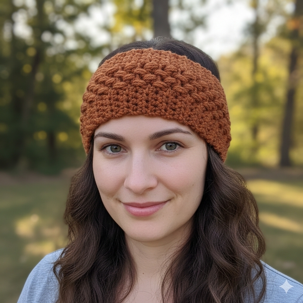 Handmade Crochet Rust Ear Warmers Headband 100% Acrylic Handcrafted